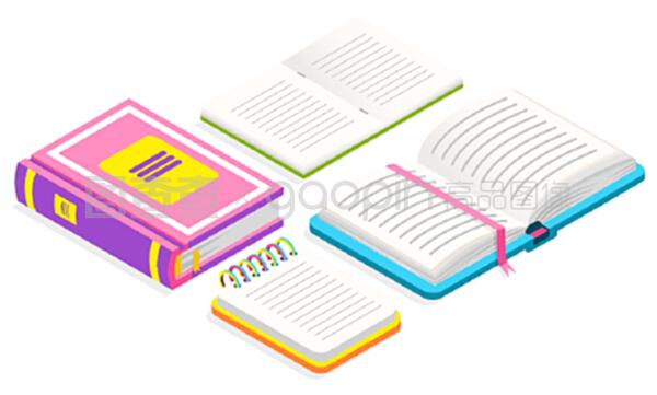 帶絲帶書簽的教育教科書 平面設(shè)計(jì)與教學(xué)插圖應(yīng)用